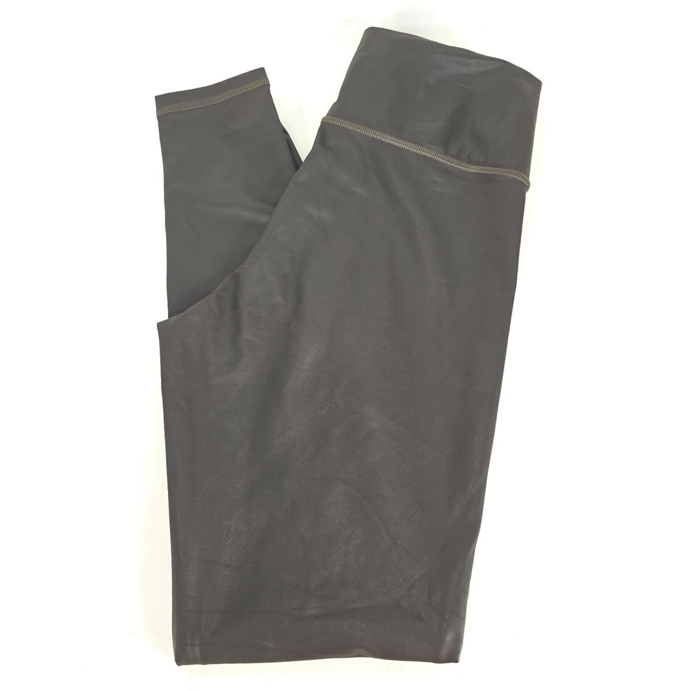 Athleta All Over Gleam Leggings Womens XS Gray Faux Leather Activewear High Rise